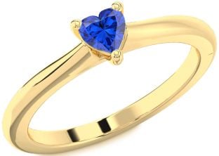 Blue Sapphire Gold Heart Promise Ring