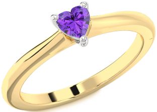 Amethyst Platinum & Yellow Gold Heart Promise Ring