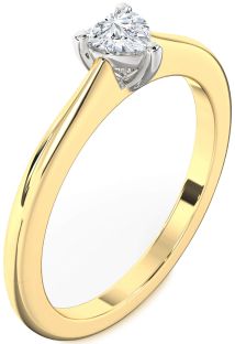 Diamond White Yellow Gold Heart Promise Ring
