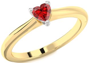 Ruby White Yellow Gold Heart Promise Ring