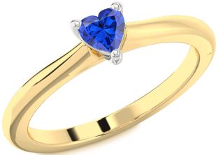 Blue Sapphire Platinum & Yellow Gold Heart Promise Ring