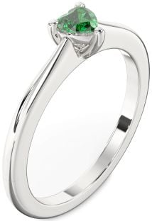 Emerald White Gold Heart Promise Ring