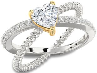 Diamond White Yellow Gold Heart Solitaire Engagement Ring