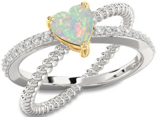 Diamond Amethyst Platinum & Yellow Gold Heart Solitaire Pave Engagement Ring