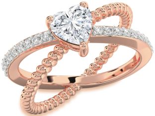 Diamond Rose Gold Heart Solitaire Engagement Ring