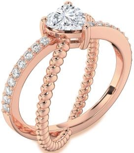 Diamond Rose Gold Heart Solitaire Pave Engagement Ring