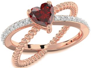 Diamond Amethyst Rose Gold Heart Solitaire Pave Engagement Ring