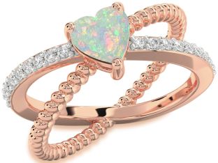 Diamond Amethyst Rose Gold Heart Solitaire Pave Engagement Ring