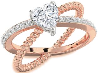 Diamond White Rose Gold Heart Solitaire Engagement Ring