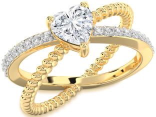Diamond Gold Heart Solitaire Engagement Ring
