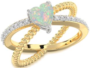 Diamond Amethyst Platinum & Yellow Gold Heart Solitaire Pave Engagement Ring