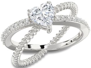 Diamond Platinum Heart Solitaire Engagement Ring