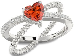 Diamond Amethyst Platinum Heart Solitaire Pave Engagement Ring