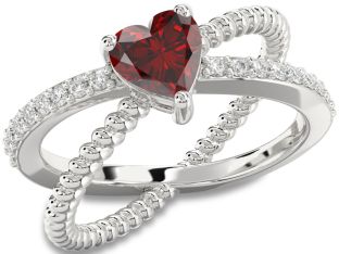 Diamond Amethyst Platinum Heart Solitaire Pave Engagement Ring