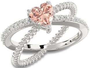 Diamond Amethyst Platinum Heart Solitaire Pave Engagement Ring