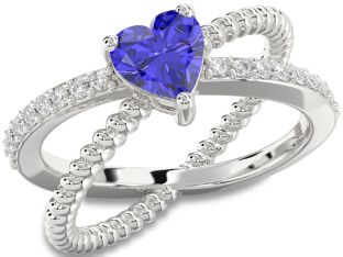 Diamond Amethyst Platinum Heart Solitaire Pave Engagement Ring