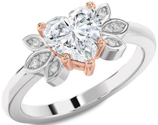 Diamond White Rose Gold Heart Solitaire Engagement Ring