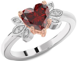 Diamond Amethyst Platinum & Rose Gold Heart Solitaire Engagement Ring