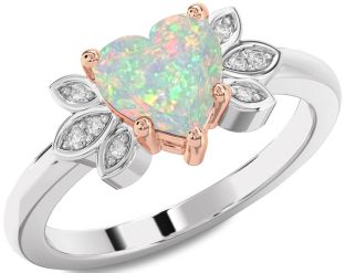 Diamond Amethyst Platinum & Rose Gold Heart Solitaire Engagement Ring