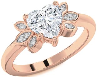 Diamond Rose Gold Heart Solitaire Engagement Ring