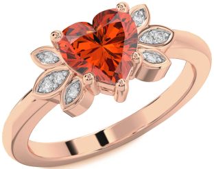 Diamond Amethyst Rose Gold Heart Solitaire Engagement Ring