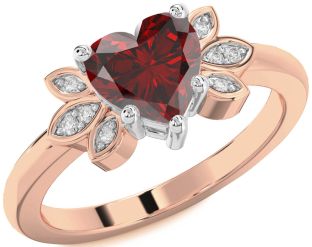 Diamond Amethyst Platinum & Rose Gold Heart Solitaire Engagement Ring