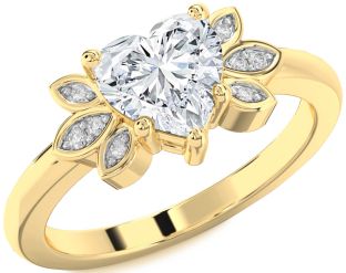 Diamond Gold Heart Solitaire Engagement Ring
