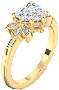 Diamond Gold Heart Solitaire Engagement Ring