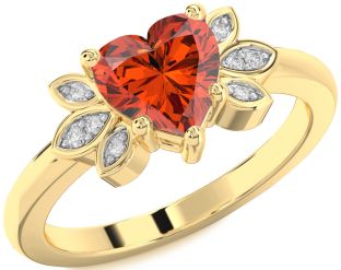 Diamond Amethyst Gold Heart Solitaire Engagement Ring