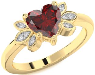 Diamond Amethyst Gold Heart Solitaire Engagement Ring