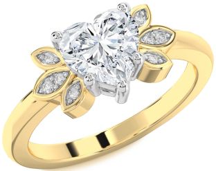 Diamond White Yellow Gold Heart Solitaire Engagement Ring