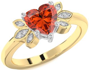 Diamond Amethyst Platinum & Yellow Gold Heart Solitaire Engagement Ring