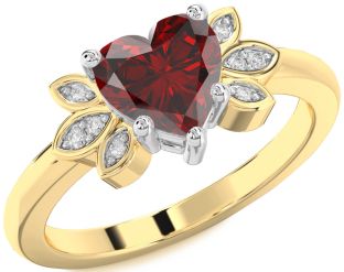 Diamond Amethyst Platinum & Yellow Gold Heart Solitaire Engagement Ring