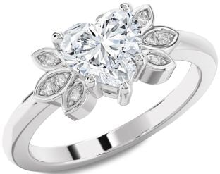Diamond White Gold Heart Solitaire Engagement Ring