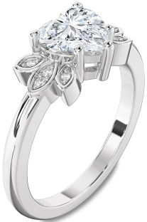 Diamond White Gold Heart Solitaire Engagement Ring