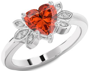 Diamond Amethyst Platinum Heart Solitaire Engagement Ring