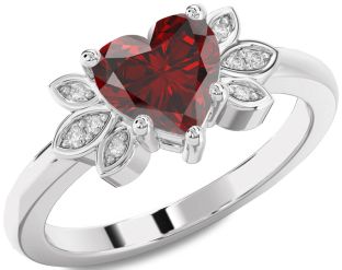 Diamond Amethyst Platinum Heart Solitaire Engagement Ring