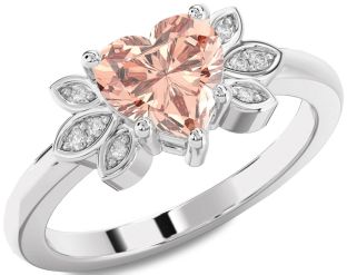 Diamond Amethyst Platinum Heart Solitaire Engagement Ring