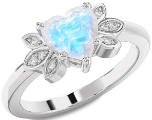 Diamond Amethyst Silver Heart Solitaire Engagement Ring