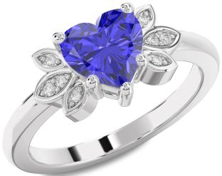 Diamond Amethyst Platinum Heart Solitaire Engagement Ring