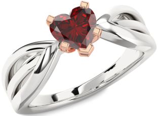 Amethyst Platinum & Rose Gold Heart Solitaire Engagement Ring