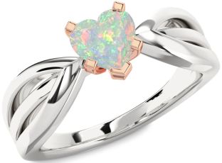 Amethyst Platinum & Rose Gold Heart Solitaire Engagement Ring