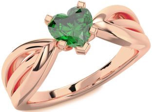 Emerald Rose Gold Heart Solitaire Engagement Ring