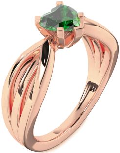 Emerald Rose Gold Heart Solitaire Engagement Ring