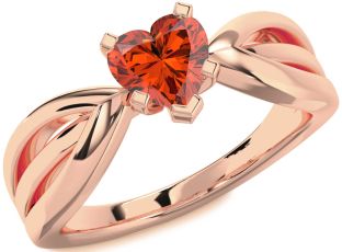Amethyst Rose Gold Heart Solitaire Engagement Ring