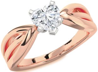 Diamond White Rose Gold Heart Solitaire Engagement Ring