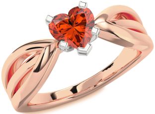 Amethyst Platinum & Rose Gold Heart Solitaire Engagement Ring