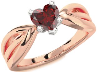 Amethyst Platinum & Rose Gold Heart Solitaire Engagement Ring