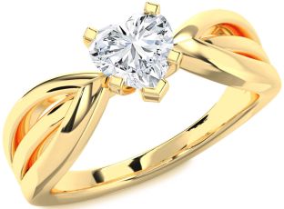 Diamond Gold Heart Solitaire Engagement Ring