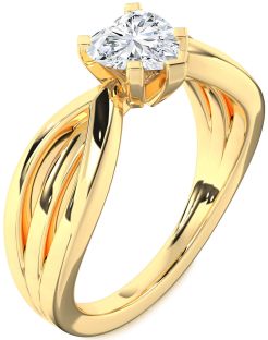 Diamond Gold Heart Solitaire Engagement Ring